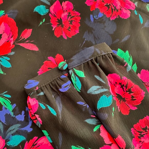 J.Crew Women's Top Medium Black with Floral Design - Picture 10 of 10